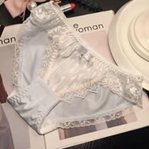 Japanese elegant elegant lace on low waist underwear ice filament cute sweet butterfly-bowed girl triangle