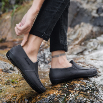 Kitchen water shoes mens low-top non-slip canteen work shoes fashion tide short tube rain boots car wash rubber shoes mens large size rain shoes