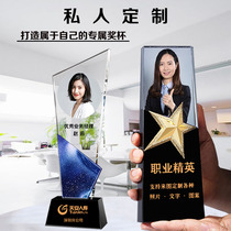Creative new crystal trophy custom plus photo sales insurance company annual meeting bank medal engraving souvenir
