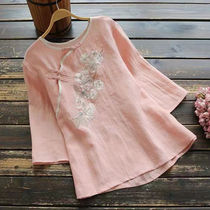 Pure cotton 2022 new Renaissance national wind loose laid Chinese - style disc - cuff female clothing in summer 2022