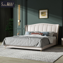 Shang million real leather bed high-end luxury imported leather bed master bedroom 18 m double bed modern simple leather bed