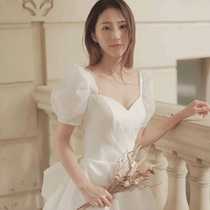 French light wedding dress 2021 New temperament simple little man out of the gauze Palace style travel dress summer and autumn