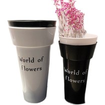 Wake Flowers Bucket Fresh Flower Shop Special Supplies White Black Plastic Inserts Vases Round Square Breadbasket Domestic Large storage bucket