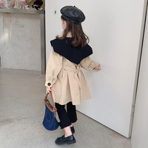 Girls autumn windbreaker childrens clothing 2021 new childrens style spring and autumn coat long English style Korean tide
