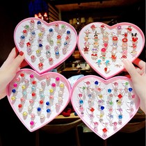 Childrens toy ring girl baby cartoon diamond jewelry little girl rhinestone Frozen Aisha toy