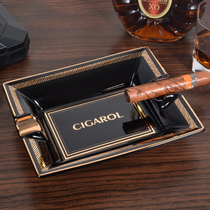 CIGAROL ashtray ceramic cigar ashtray high-grade cigar cylinder retro cigar cigarette smoker Ash Black