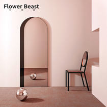 Flower beast room full-length mirror ins wind net red household mirror Nordic cloakroom arch wall-hanging wall floor-to-ceiling mirror