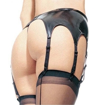 European and American leather patent leather with 6 garters leather shorts sexy underwear leather nightclub bar