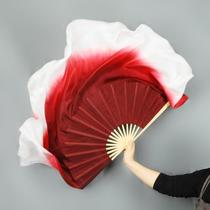 Fan Jiaozhou Yangko wine red gradient double-sided fan classical dance fan lift Dragon Jiuer silk scarf