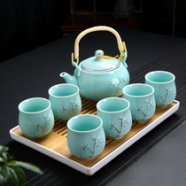  Tea set Household ceramic cup beam teapot Modern simple 6-pack large cup cold water pot dry tea tray