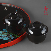 Seven Alley Large Lacquer Cover Bowl with lid tea cup Kung Fu Home Living room Office Guest Tea Set Accessories Teas Tea Bowl