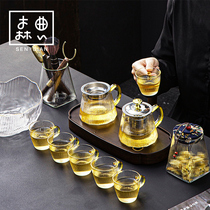Kung Fu tea set Household tea artifact Teacup Glass Teapot Light luxury high-end set Office meeting