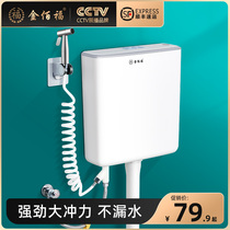 Water tank household toilet water tank squatting toilet toilet energy-saving large impulse hanging wall type thickened toilet flush tank