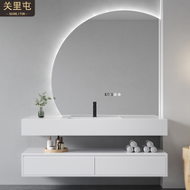Rock board one-body bathroom cabinet combination designer modern simple hand wash face toilet wash basin customization