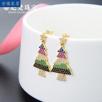 Christmas earrings hipster stars Christmas tree s925 sterling silver ladies temperament earrings Christmas holiday gifts