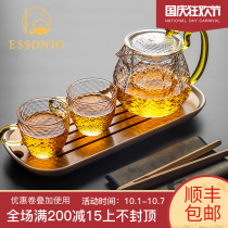 ESSONIO Glass Teapot Hammer Pot Single Kung Fu Bubble Teapot High Temperature Filter Flower Teapot Tea Set Set