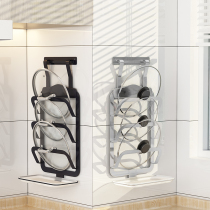 304 stainless steel pot cover holder wall-mounted non-perforated kitchen rack with water tray wok storage