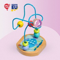 LucyLeo infants and young children early education puzzle baby brain small fish beaded toys around beads wood children 1-3 years old maze