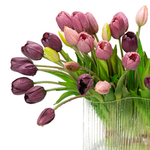 Emulation Tulip touch Realistic High-end Interior Decoration Pendulum Pieces Home Living Room Dining Room Table Flower-like board Fake Flowers