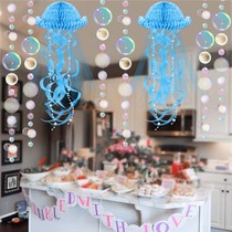 Kindergarten classroom ocean wind theme ring creation decoration Playground Indoor Hall jellyfish honeycomb Ball Pendant