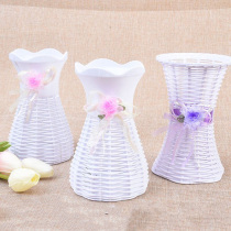 Flower blue flower orchid flower basket weaving New year flower basket flower arrangement vase plastic color ornaments decoration dry