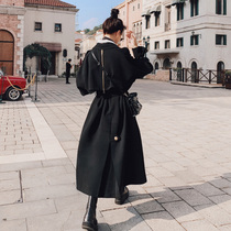 Black windbreaker jacket women 2021 New European station fashion temperament senior sense goddess fan coat