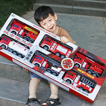  Large drop-resistant fire truck toy set lifting sprinkler engineering car boy car childrens ladder car