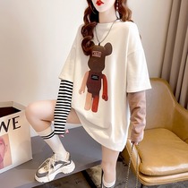 Pregnant woman t-shirt long sleeve 2022 new spring clothing online red fashion Pregnant woman blouse for spring and autumn covered with small subredness