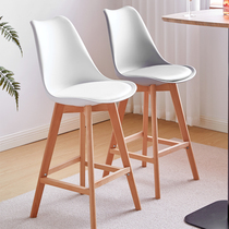 Nordic solid wood bar chair home high stool back chair bar bar stool bar stool milk tea shop front chair