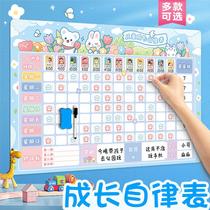 Childrens growth self-discipline table Kindergarten learning planning magnetic wall stickers good habits for primary school students to develop life schedule Summer vacation arrangement plan record clock-in reward stickers