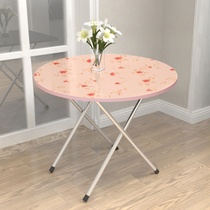 Folding table Dining table Household small household type 4 people wooden square simple portable table Childrens learning table Round table