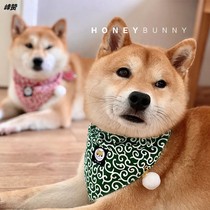 Tang Grass Triangle Turban Shiba Inu Keji can tow collar small dog pet saliva towel dog scarf