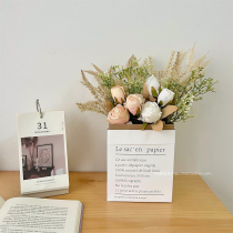Ins wind roasted rose valley ear fake flower creative home decoration decoration kraft paper bag holding flower photo props