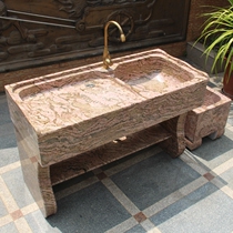 Outdoor marble laundry pool with washboard whole stone granite laundry trough household balcony stone sink