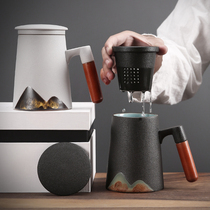  Japanese-style teacup Yuanshan office cup Creative filter Zen mug Water cup Tea cup Ceramic with lid customization