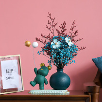 Dark green Nordic ins vase creative balloon bear ornaments shoe cabinet living room TV cabinet violent bear decorations