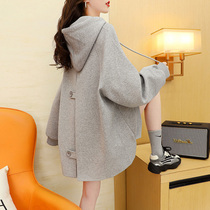 Large size women's 2022 new hooded gray vests plus velvet padded women's loose fat mm coat spring and autumn thin