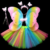 61 Childrens performance costume Angel butterfly wings four-piece set Flower fairy cos performance props wings magic wand