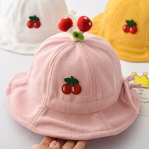 Baby sun hat spring and autumn cute super cute girl fisherman hat big brim baby autumn and winter adjustable sun hat