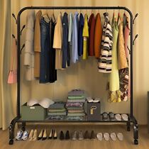 Movable clothes rack with wheels Simple clothes rack with pulley floor household rod type clothes rack floor stand