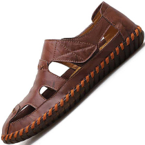 Baotou sandals mens summer outwear 2022 New wave mens shoes non-slip soft bottom mens beach cool slippers genuine leather