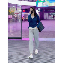 European foreign fake two T-shirt female chic high-end small shirt bottoming French retro shirt early autumn Klein Blue