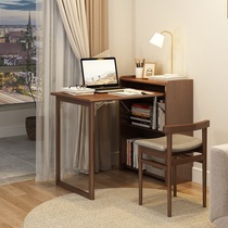 Solid wood folding desk small family type bookcase bookshelf integrated home corner desk subbedroom student study table