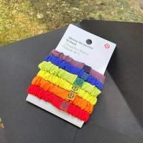  Kinny Scrunchie rainbow hair ring head rope Yoga fitness sports solid color wild hair rope female 6 packs