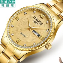 Watch men imitation machinery Table Non-automatic waterproof inlaid drill mens name Watches Gold Watch Gold Watch Tide Men Watch