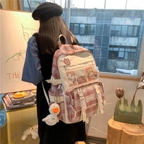 Girl champion school bag Female junior high school students Middle school students primary school students third to sixth grades pink plaid shoulder backpack