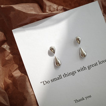 Korean version of S925 silver needle simple and compact glossy water drop earrings for women a two-wear all-match earrings cold wind