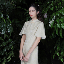 Grandpa Bio 2022 Spring loaded with new mint green name Yuanyuan Chinese Everyday Young Lady China Wind Flag Robes Summer