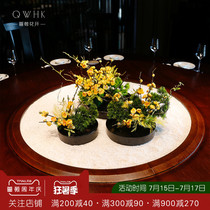 New Chinese dining table flower ornament High-end decorative flower arrangement Round table turntable simulation floral decoration Desktop fake flower ornaments