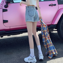 2021 summer new high-waisted denim shorts women thin straight loose five-point pants Hong Kong style thin hot pants tide